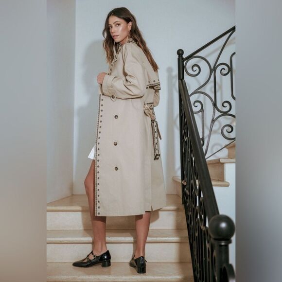 926. DOUBLE BREASTED EMBROIDERED TRENCHCOAT - Picture 11 of 13